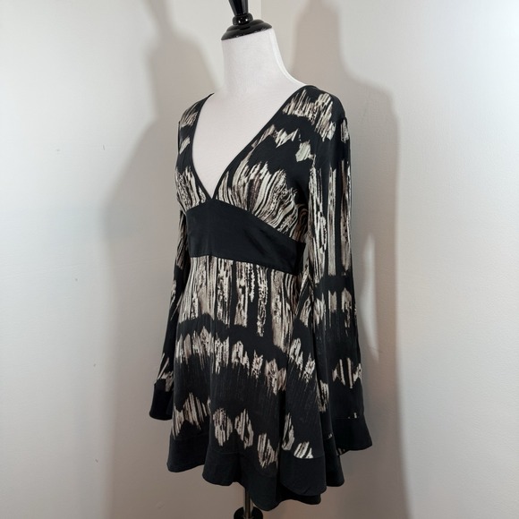 Marciano by Guess Dress S Silk Black Bohemian 60's Tie Dye Festival Luxe Pockets - Picture 4 of 14